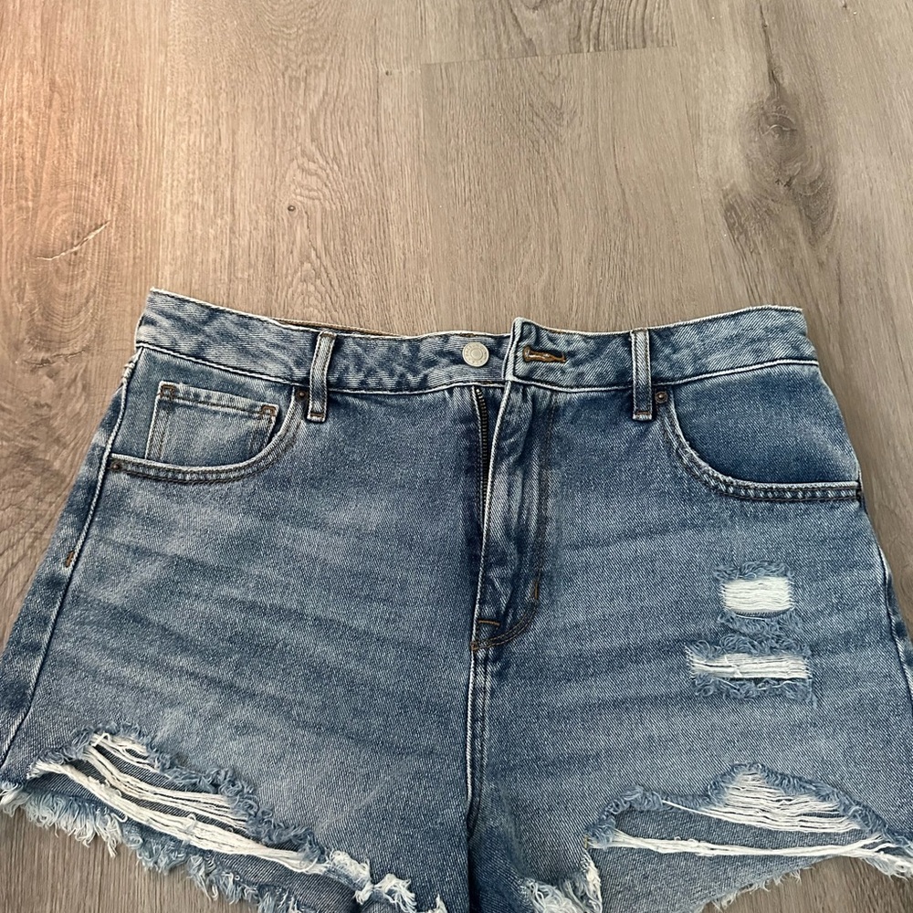 PacSun Blue Distressed Jean Shorts High-Waisted